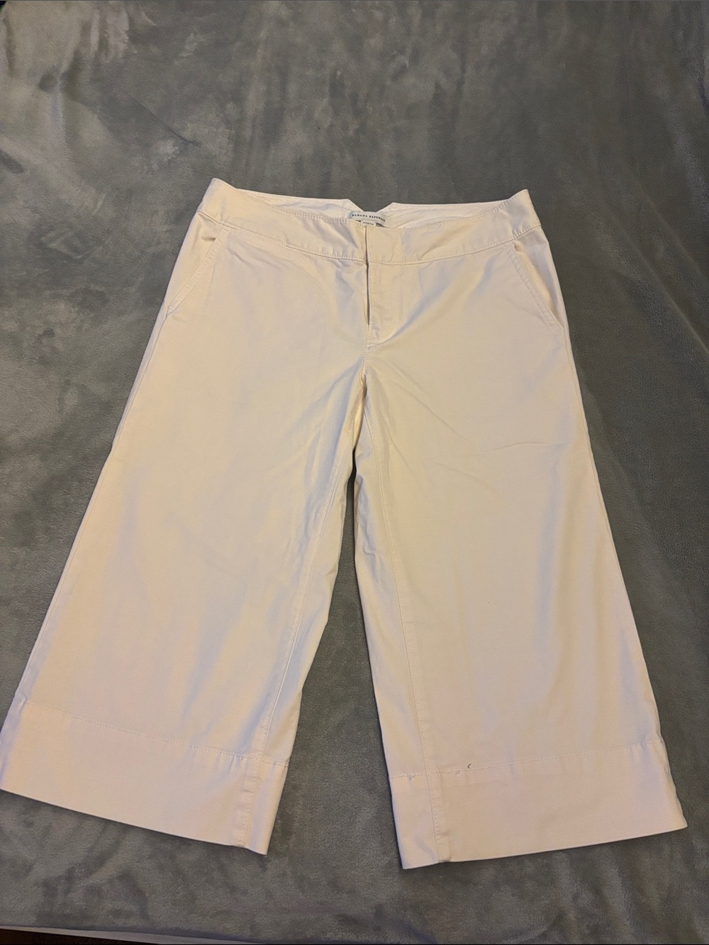 Cream Wide-Leg Crop Pants